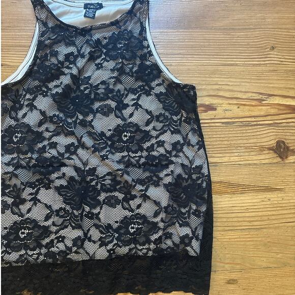 rue21 black lace overlay nude tank SIZE M - Picture 2 of 5